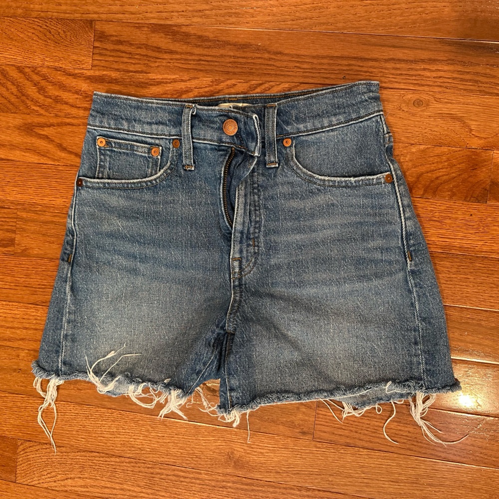 Madewell Distressed Blue Jean Shorts